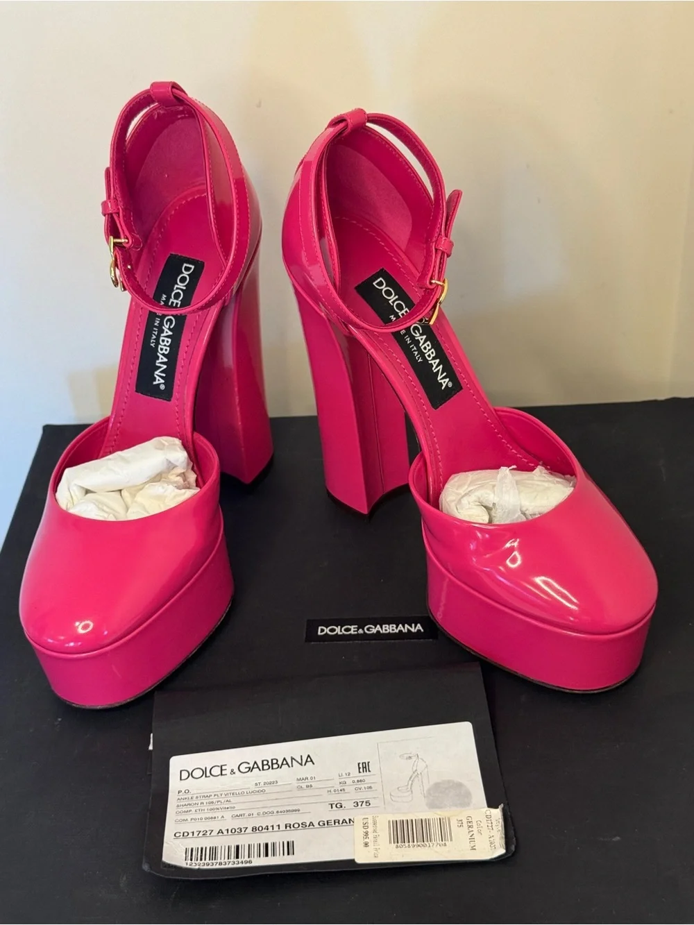 Dolce & Gabbana 145mm Pink Patent Leather Platform Pumps